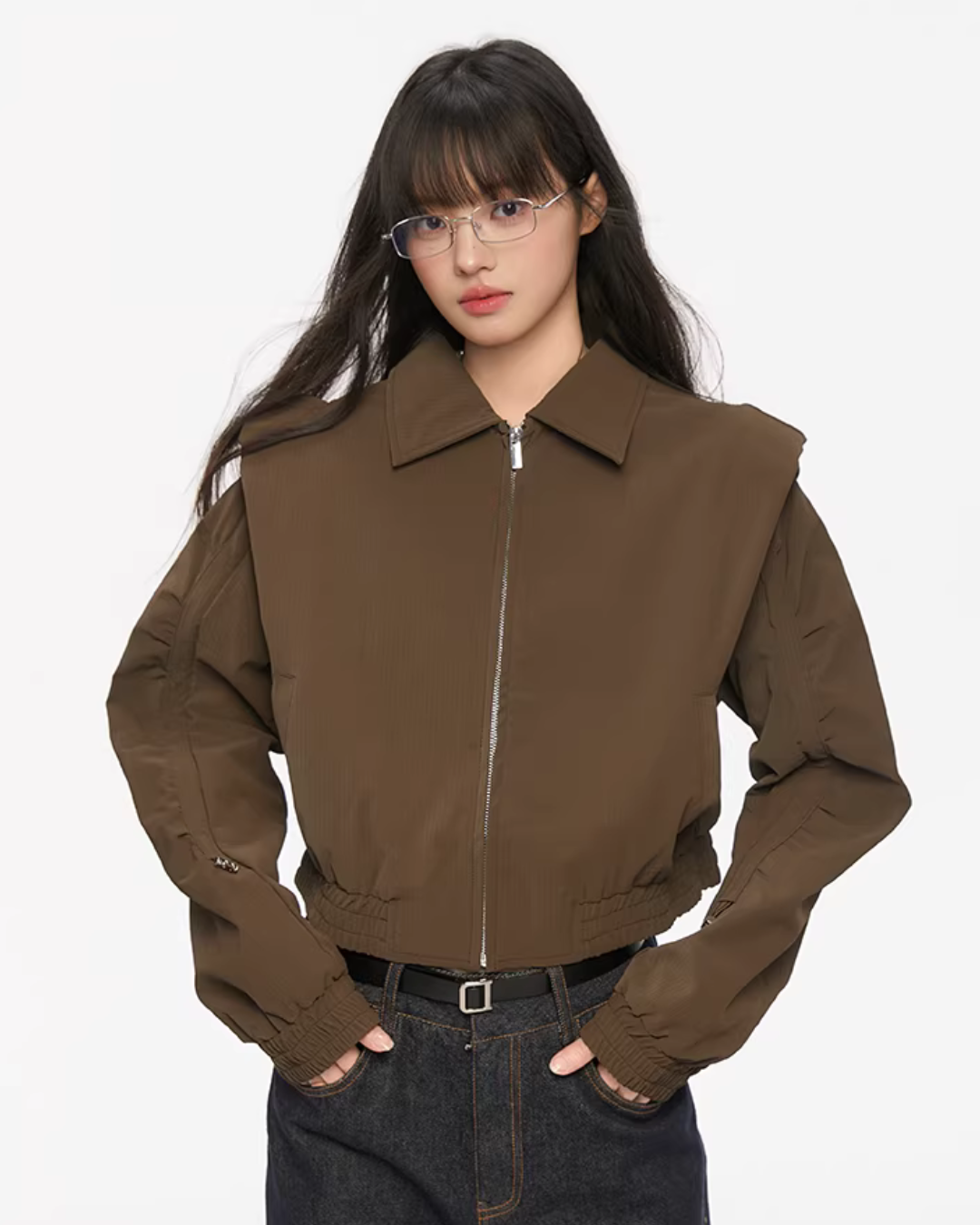 Padded Shoulder Leather Jacket KIP0002