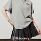 Polo Knit Relax Tops / Stripe Pleated Skirt LLA0490