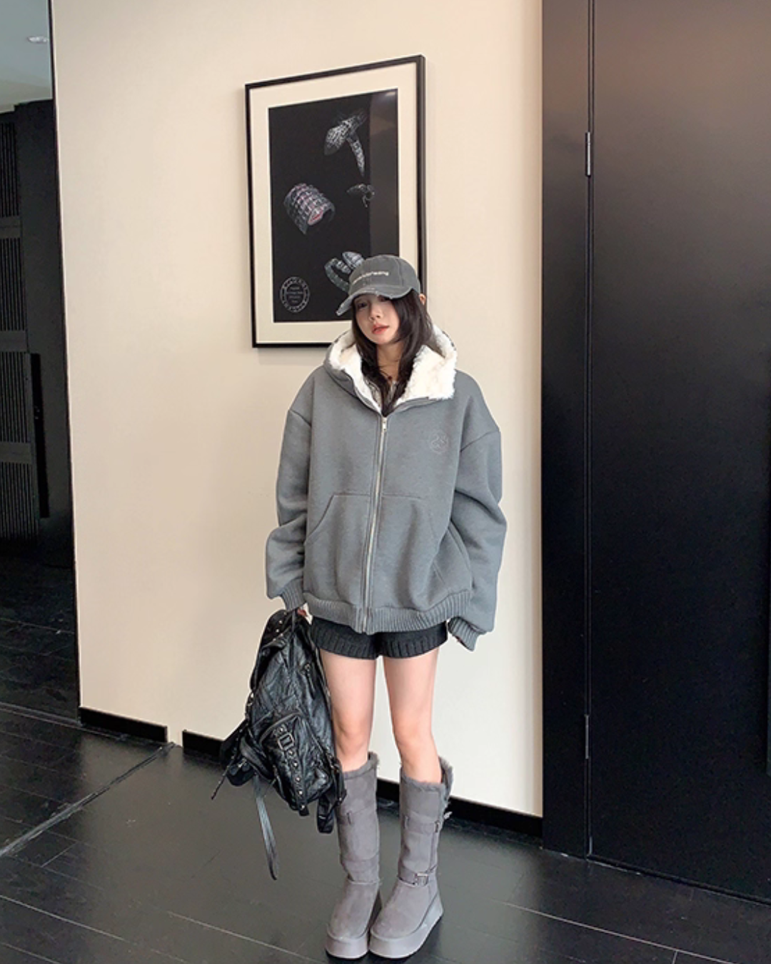Fleece Lined Knit Hoodie YLS1007