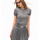 Polo Rib Knit Top / Pleated Skirt MDB0001