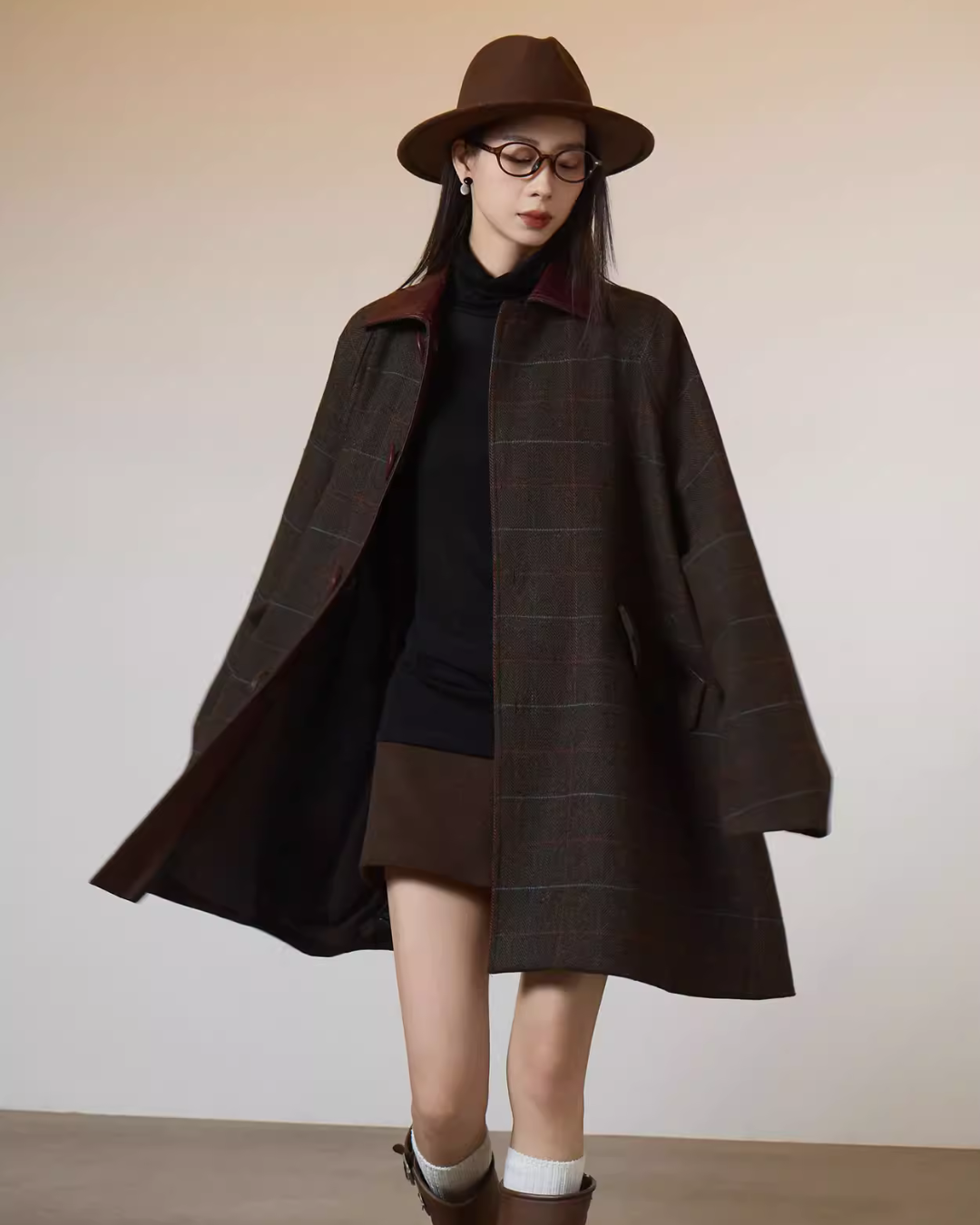 Patchwork Lapel Wool Coat  SUY0021