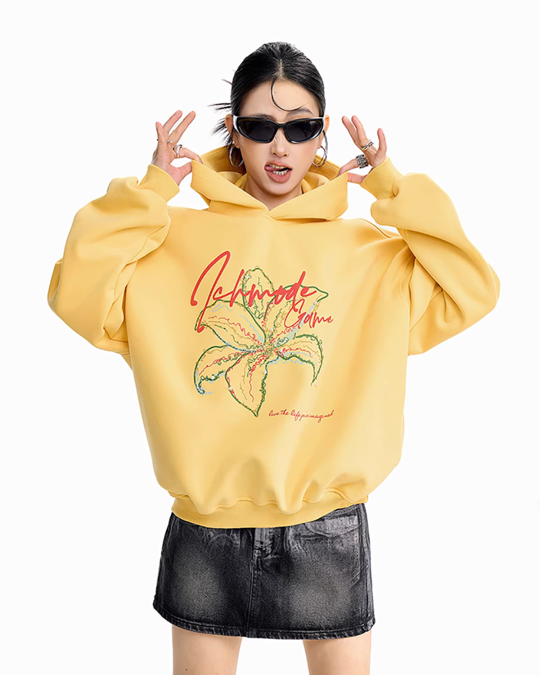 Flower Motif Loose Hoodie ICM0076