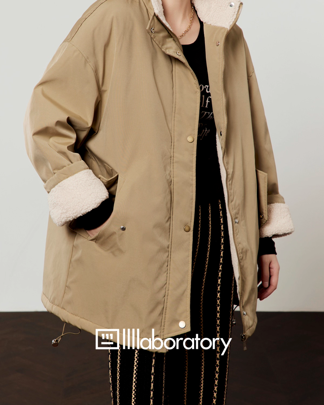 Boa Military Jacket/Black Striped Pants LLA0558