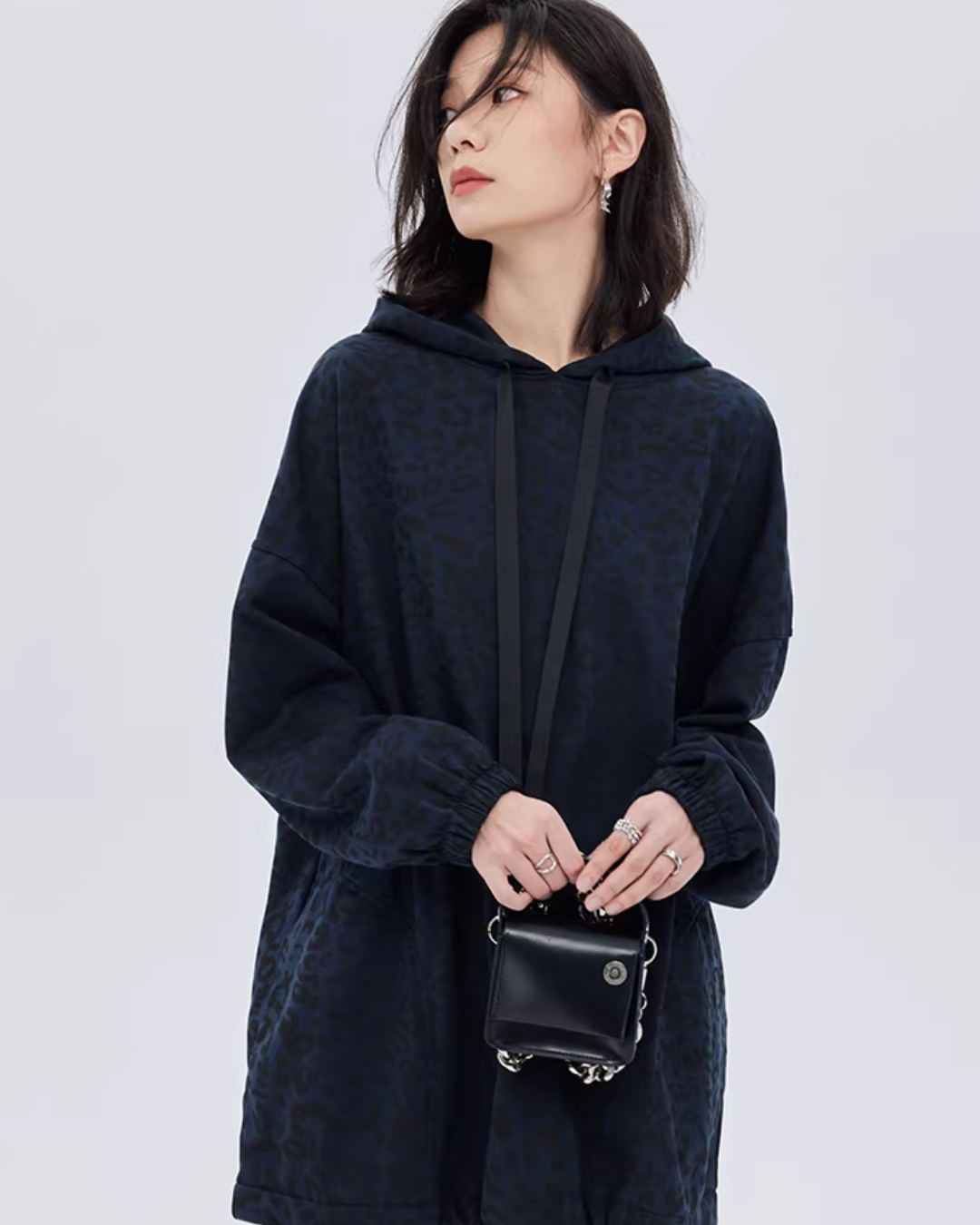 Leopard Print Hood Shoulder Dress SHN0014