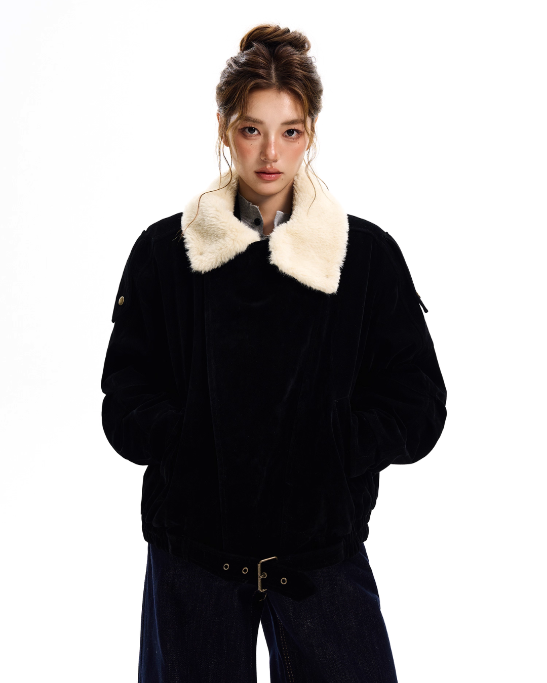 Fur Collar Suede Jacket HGX0047