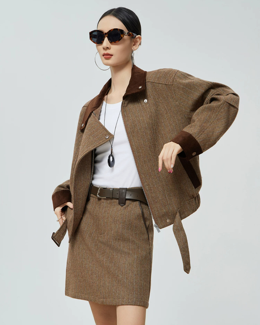 Wool-Like Short Jacket / Mini Skirt FER0379