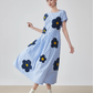 Floral Plaid Short-Sleeve Shirt Dress FER0092