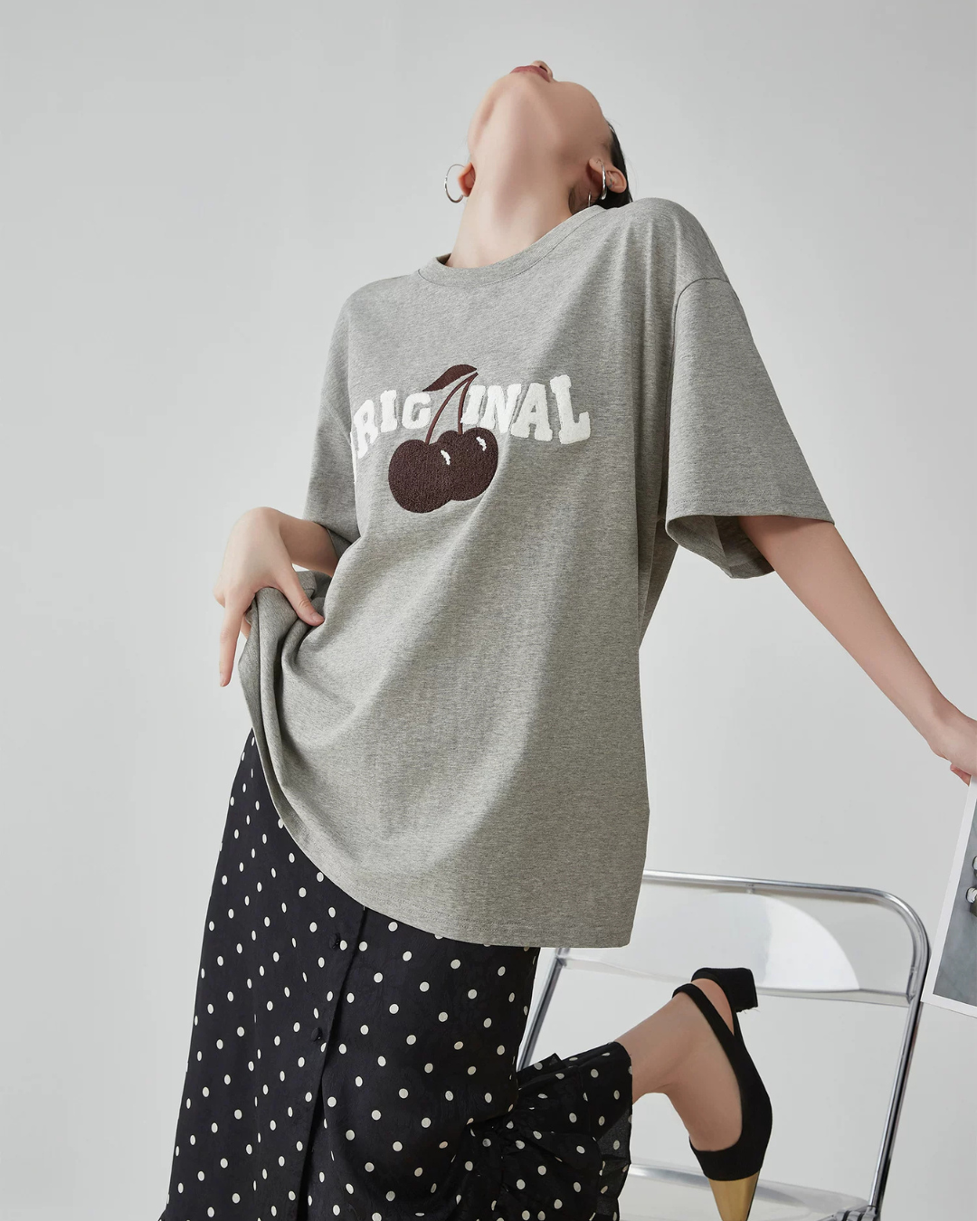 Cherry Print Short-Sleeve T-Shirt  FER0265