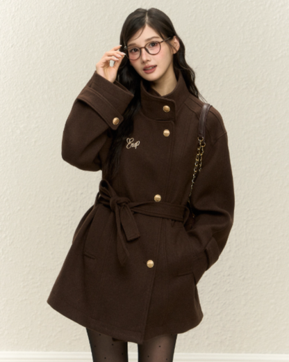 Stand Collar Gold Button Coat ELS0018