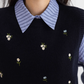 College Style Embroidered Knit Vest VAS0140