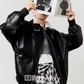 Vintage Leather Jacket / Asymmetrical Check Skirt LLA0528