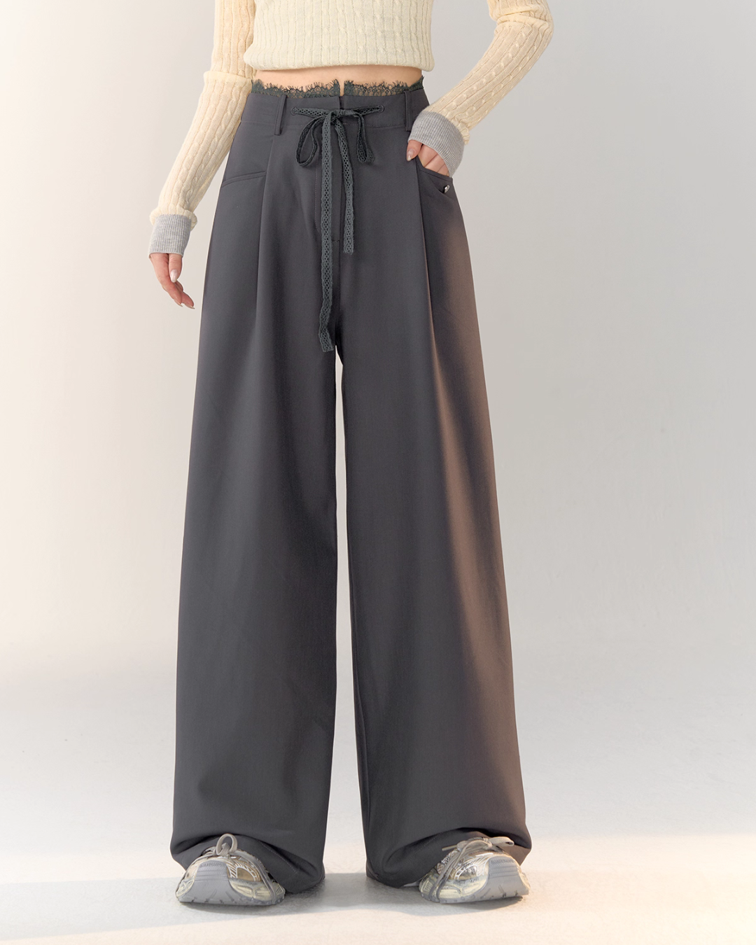 Race Ribbon Loose Slacks Pants ASG0061