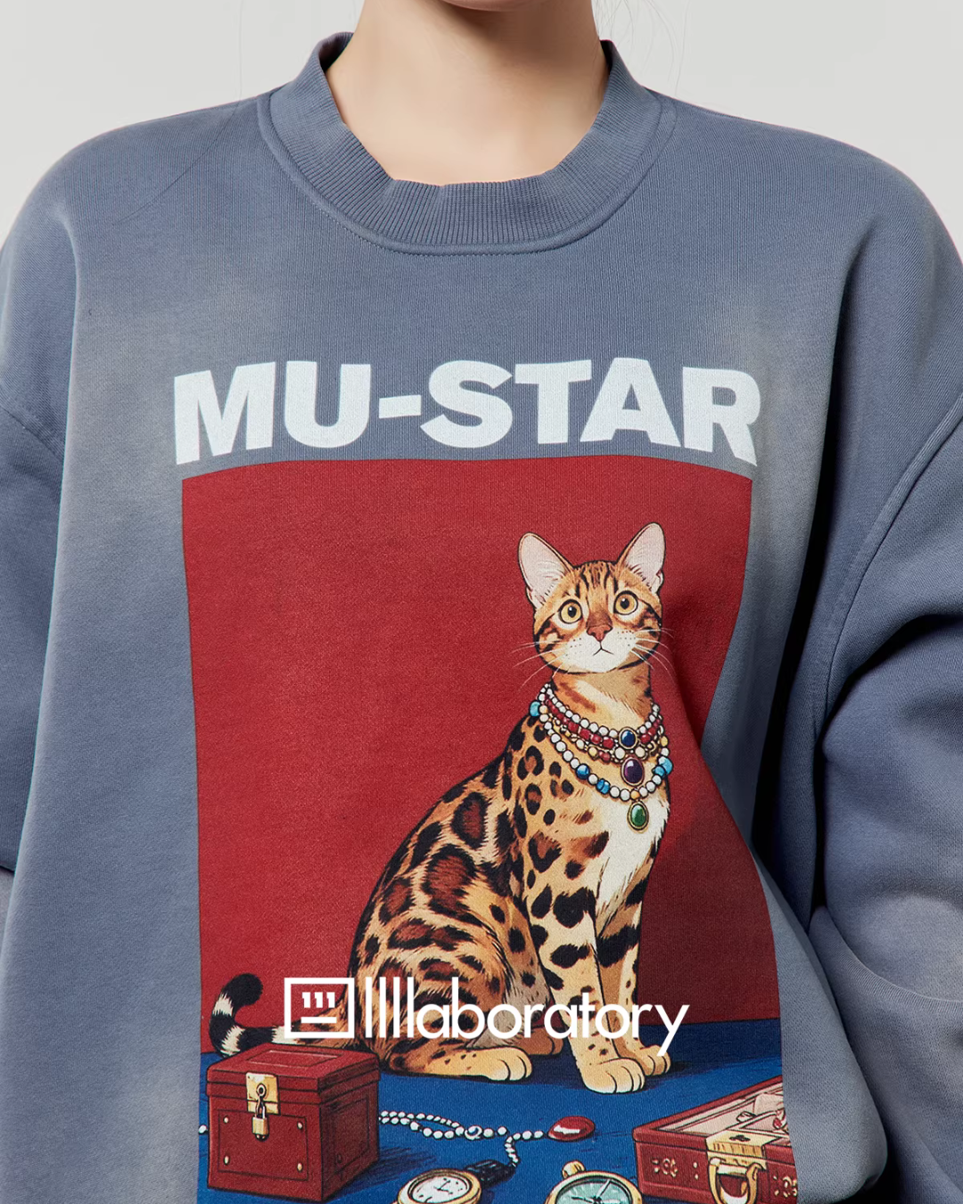 Cat Print Retro Sweatshirt/Retro Polka Dot Skirt LLA0607