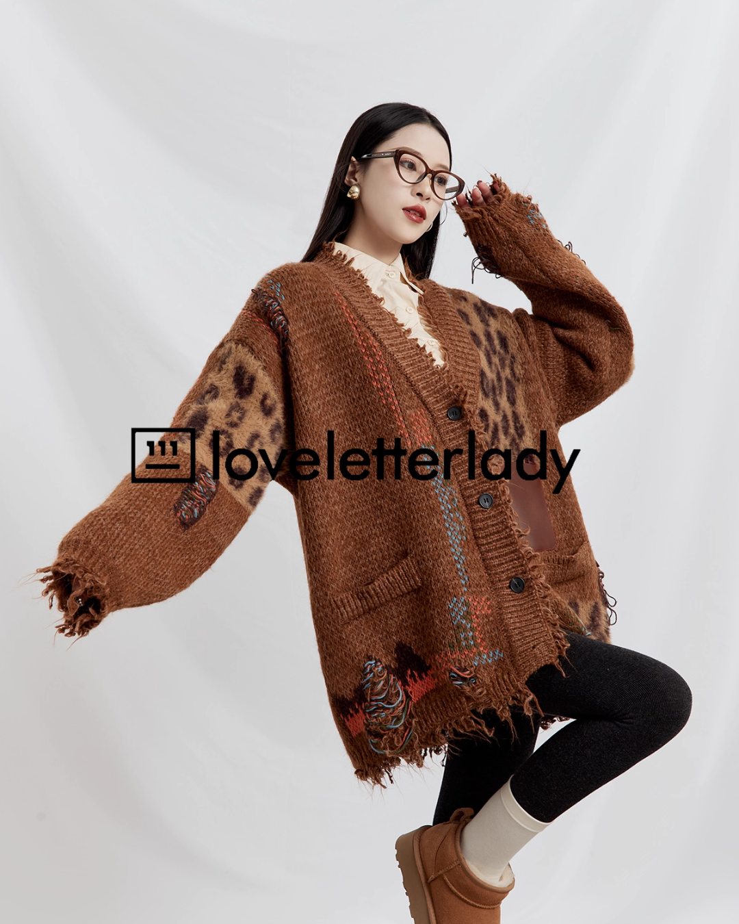 V-Neck Random Knit Cardigan LLA0537