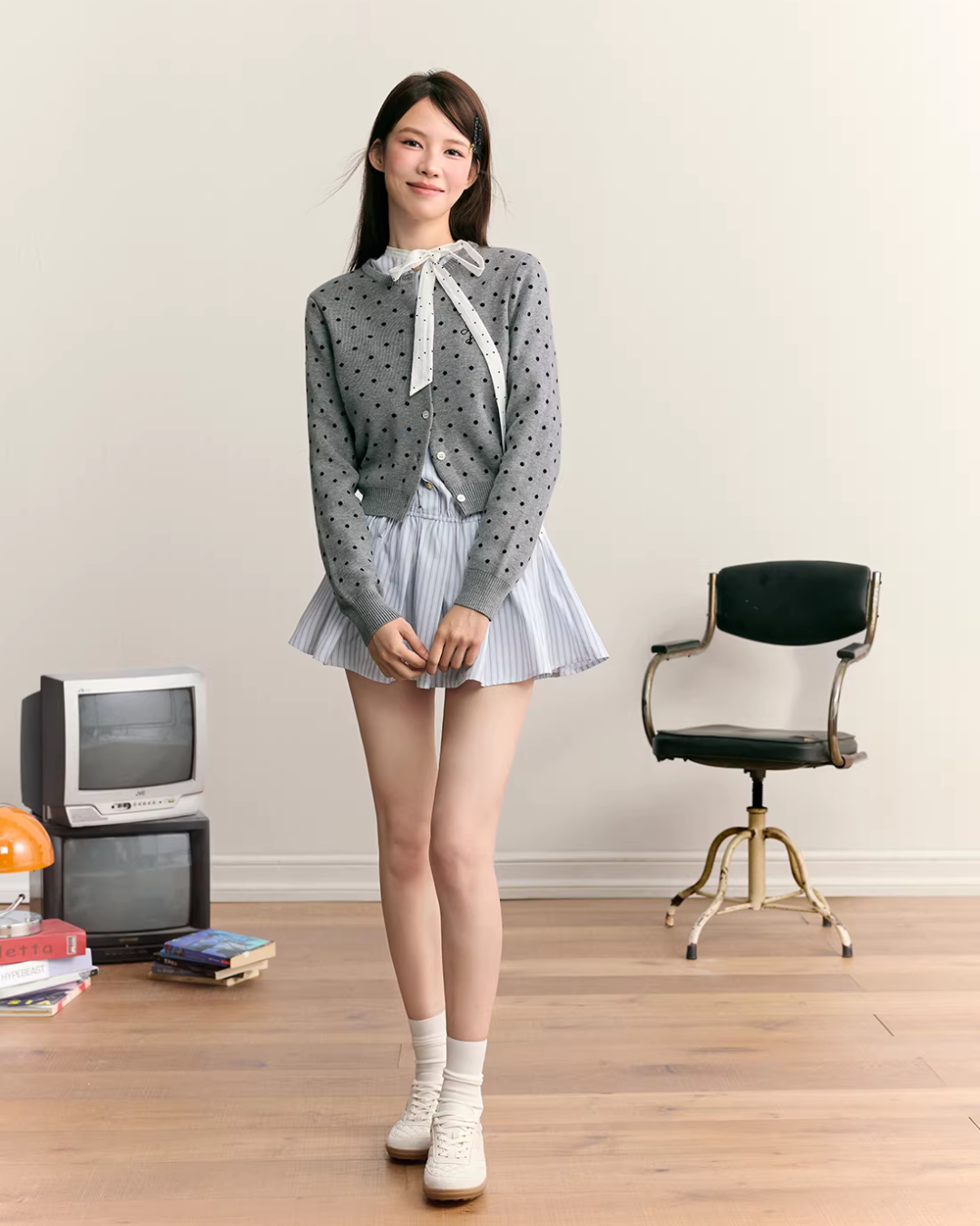 Polka Dot Round Neck Knit MST0003