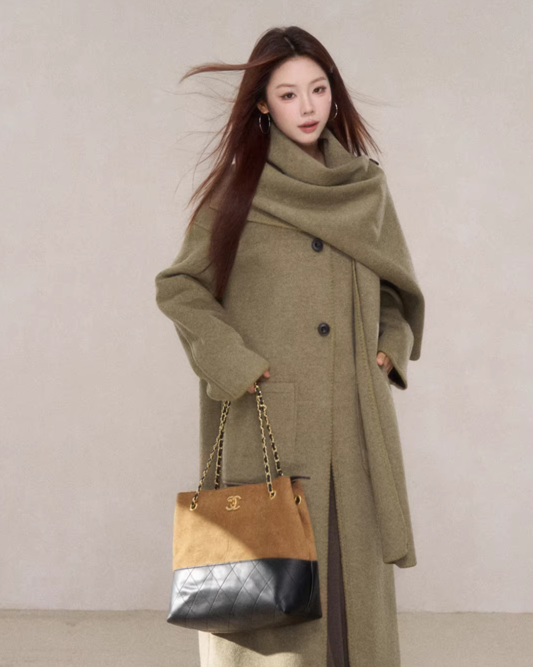 Scarf Collar Wool Coat WDB0004
