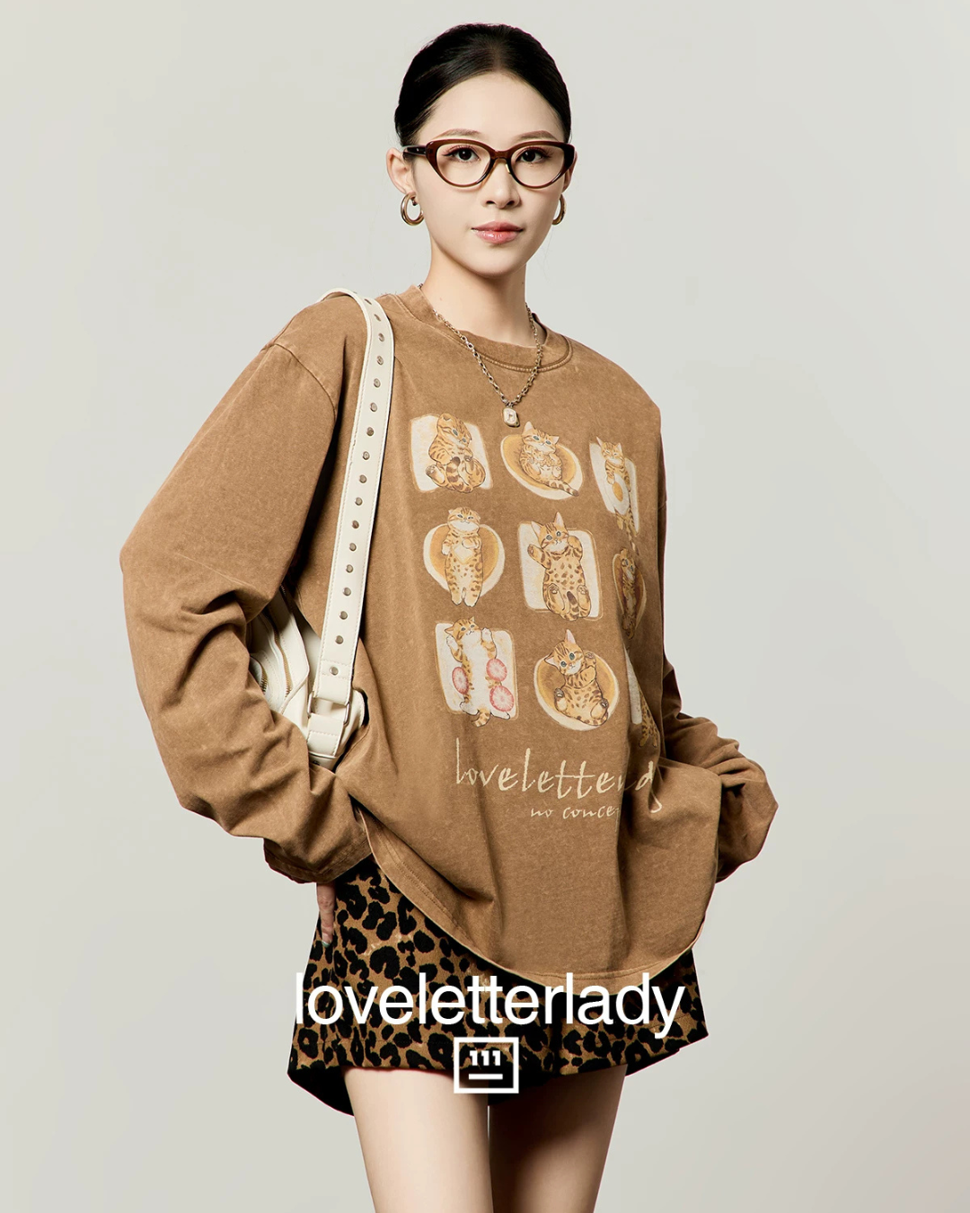 Cat Full Print T-Shirt / Leopard Casual Pants LLA0655