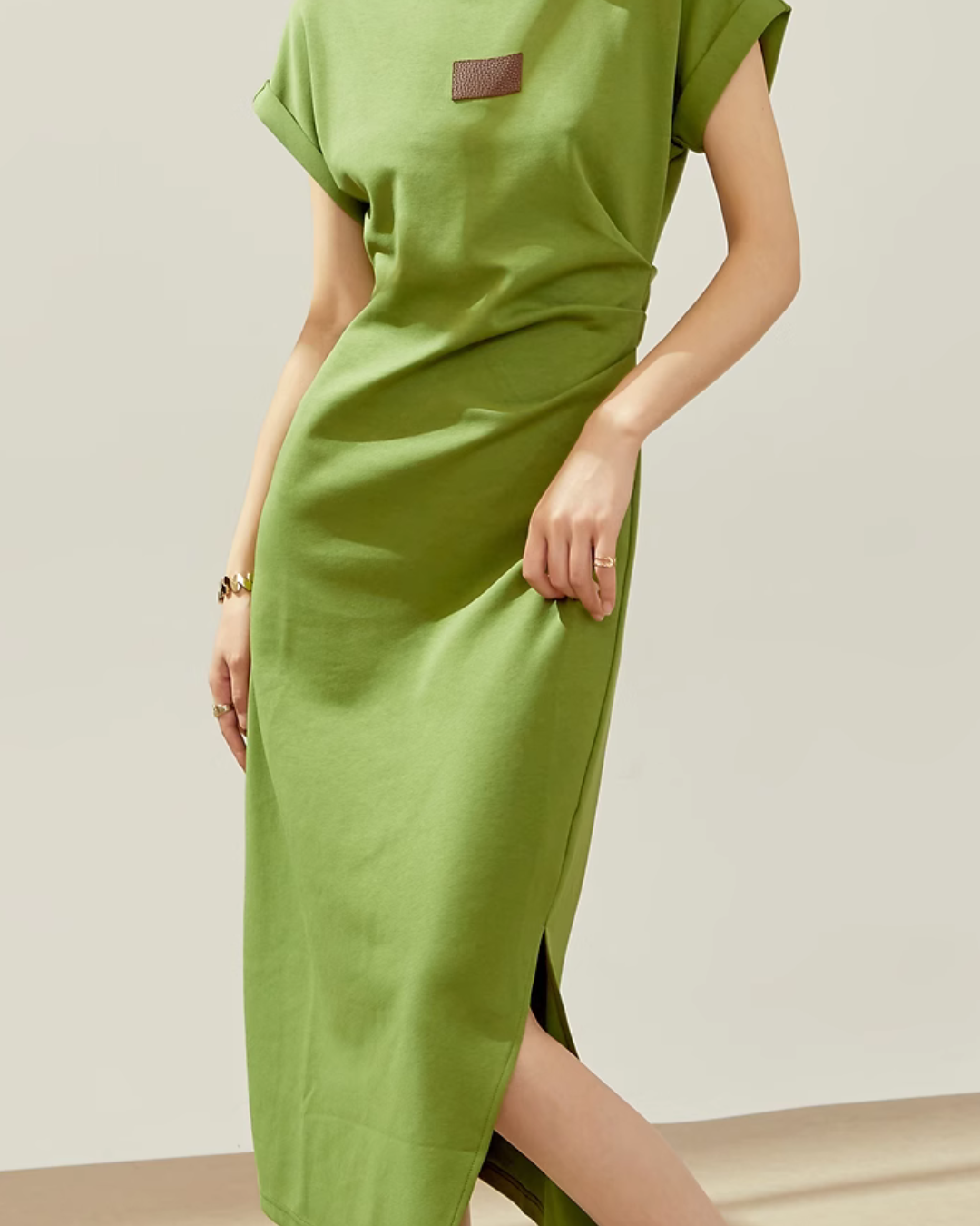 Green Waist Slim T-shirt Dress LLA0107