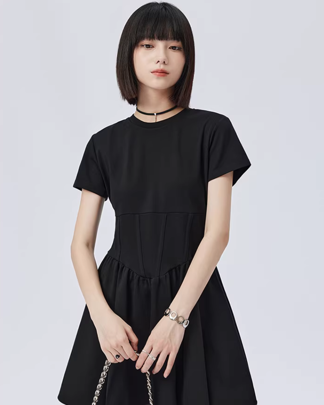 Round Neck Short Sleeve Dress SHN0008