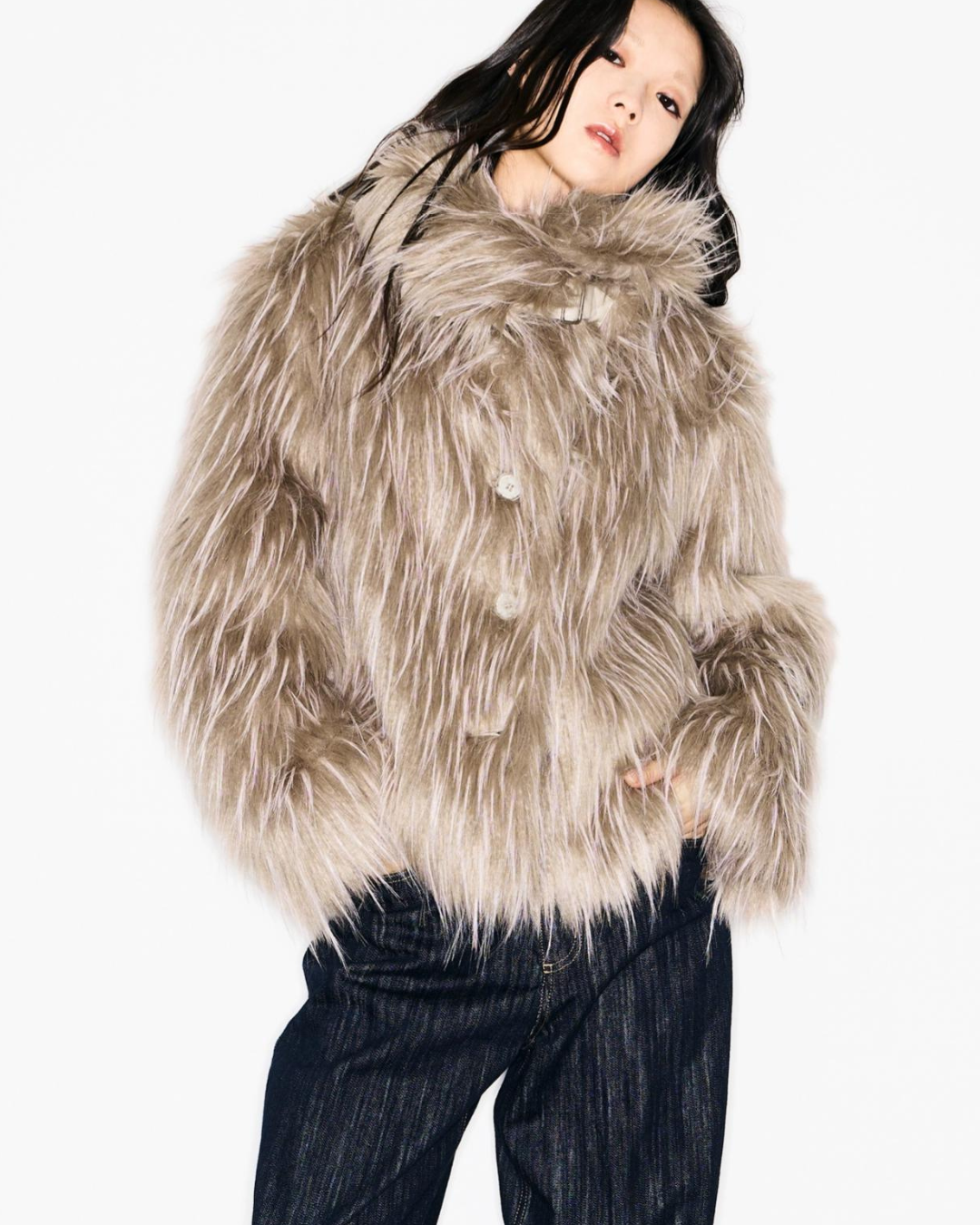 Milk Tea Volume Fur Coat TKC0014