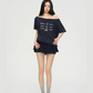 Navy Blue Double Layer Skirt PUC0017