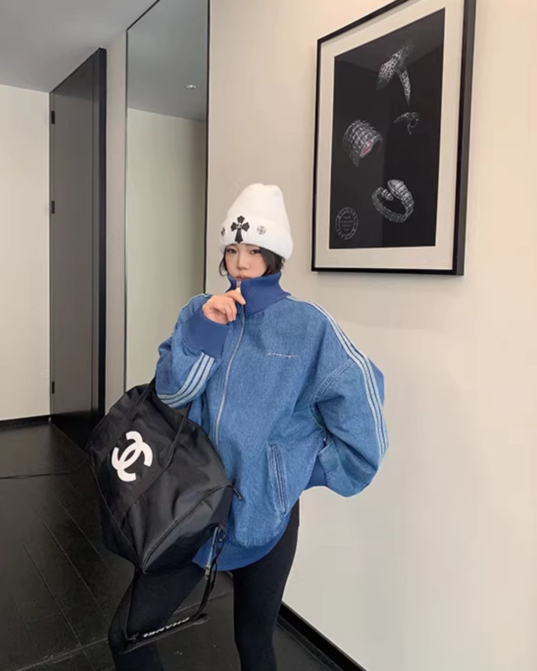 Sideline Denim Track Jacket YLS1017