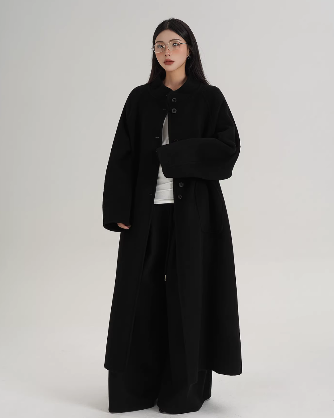 Mock Neck Long Coat SRS0407