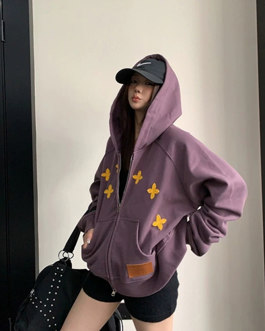 Patch Embroidered Distressed Hoodie  YLS1047