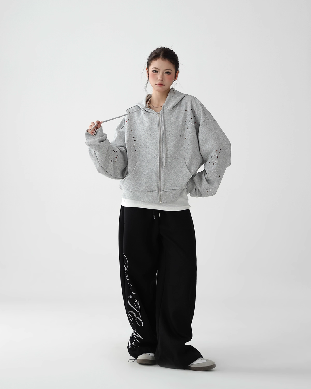 Sequin Embroidered Zip Hoodie ACS0278
