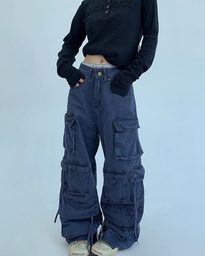 Pocket Design Wide Cargo Pants YLS0889