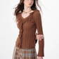 Ruffled Slim Fit V Neck SweaterZZF0327