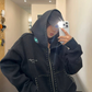 Studded Design Hooded Zip Jacket YLS1033