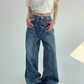 Asymmetrical Front Button Denim YLS0799
