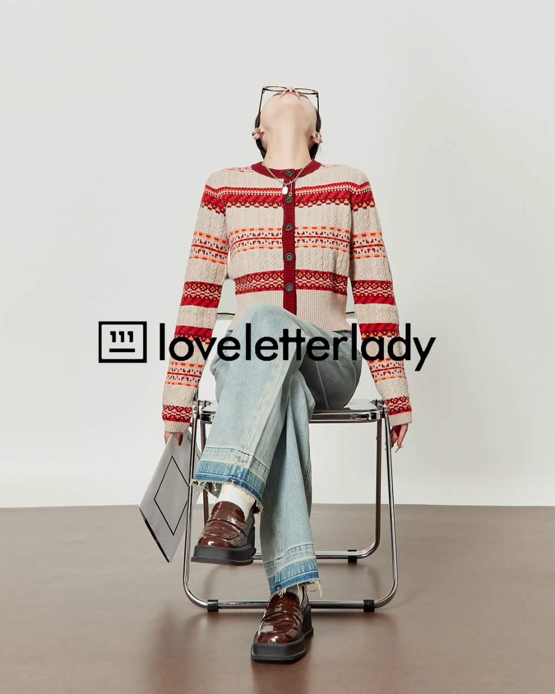 Red Striped Jacquard Knit LLA0549