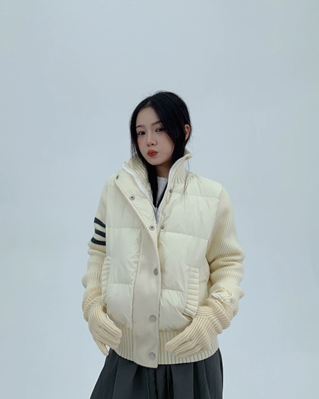 Down Vest Knit Sleeve Jacket YLS0995