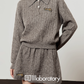 Cable Half-Button Knit Top / Mini Skirt  LLA0563