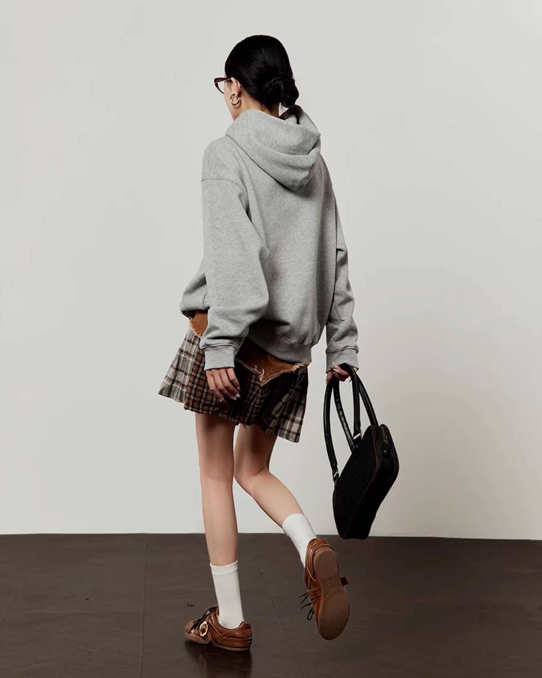 Fruit Print Sweat Hoodie / Docking Mini Skirt LLA0644