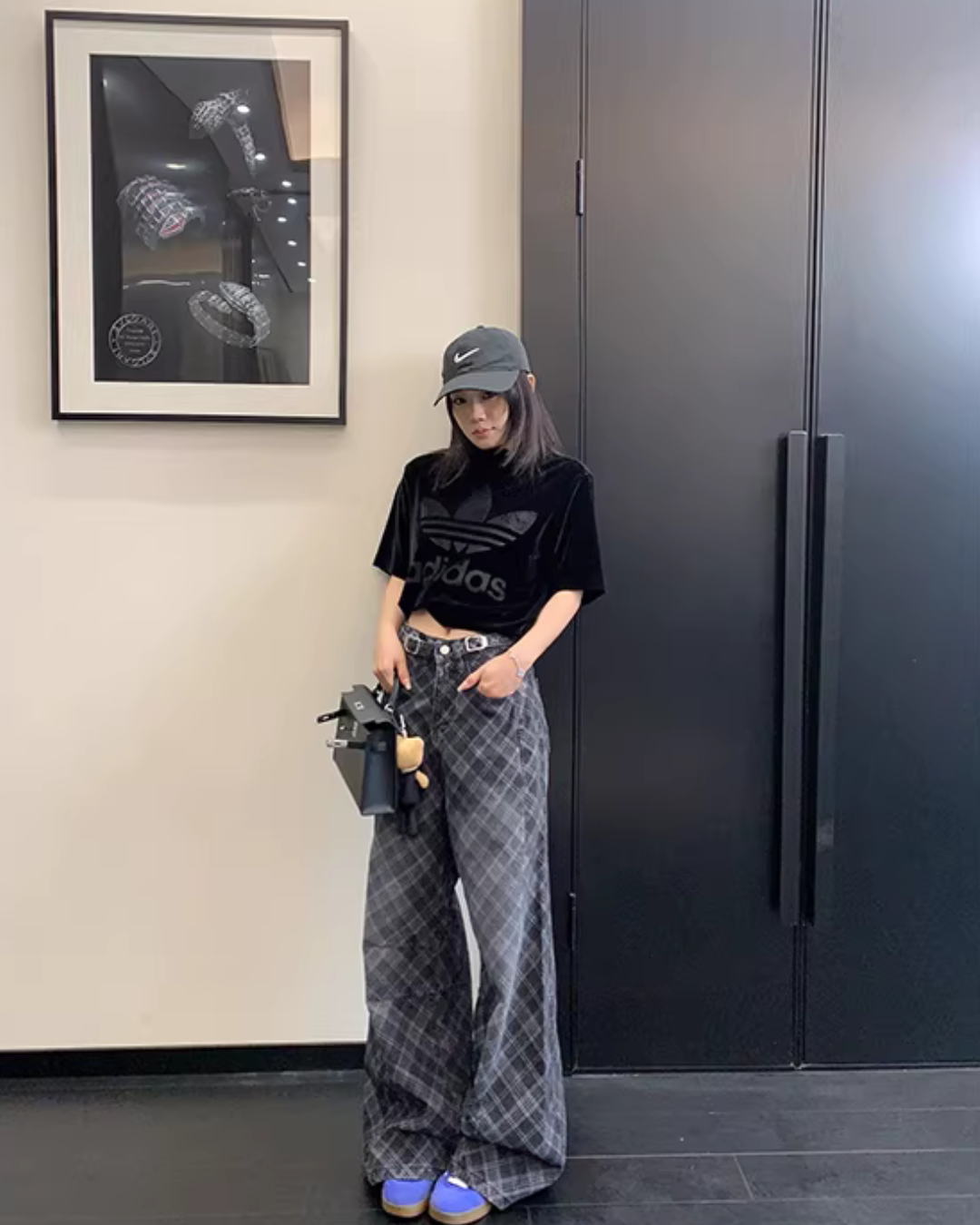 Plaid Wide-Leg Jeans YLS1019