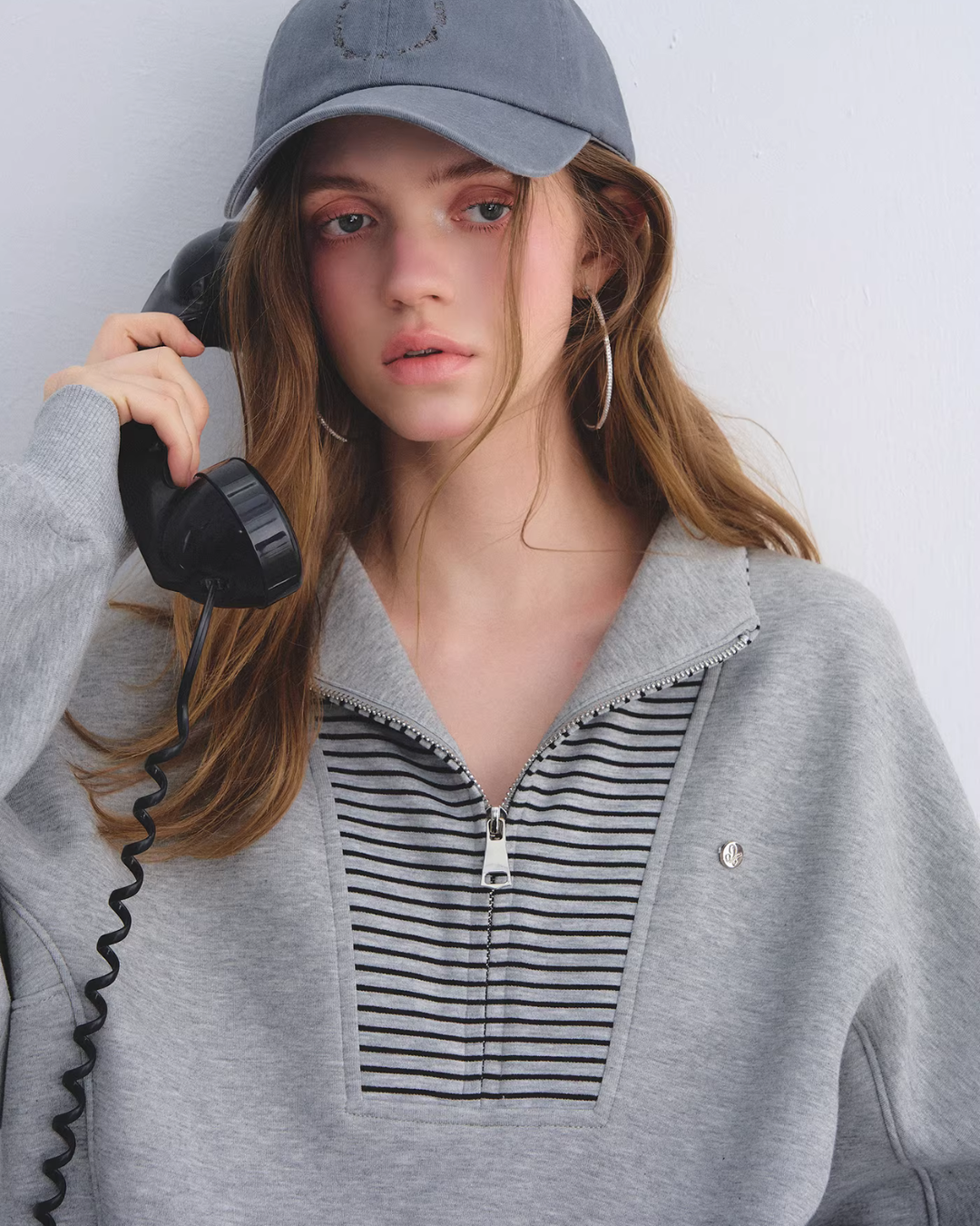 Striped Half-Zip Pullover Hoodie ASG0081