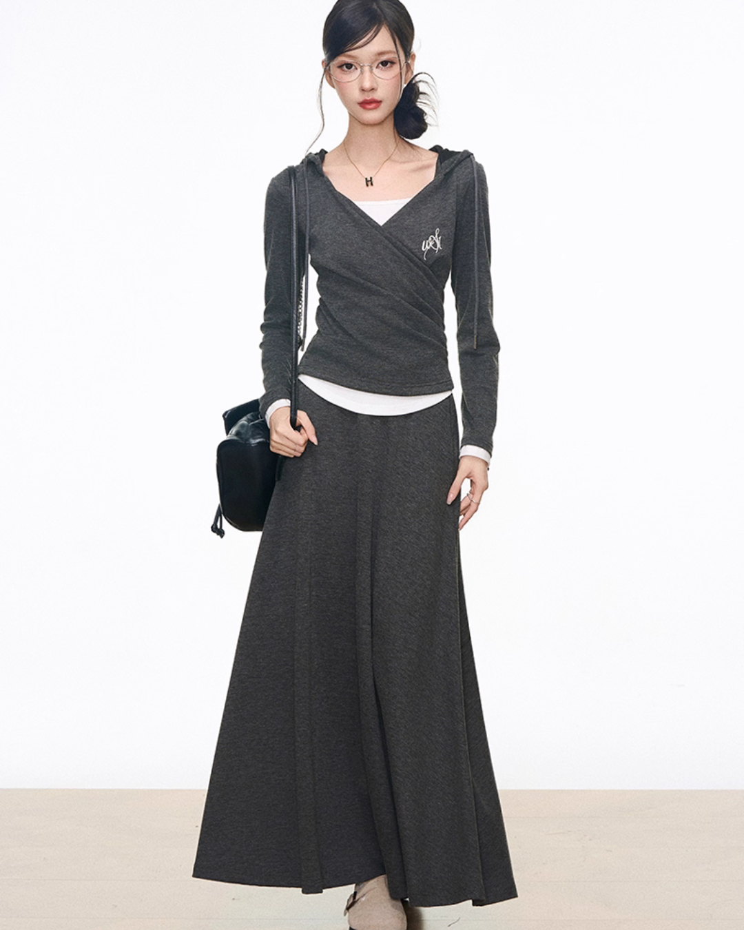 Drape Hood Top / Long Loose Skirt / Wide Pants WEO0073