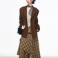 Retro Vintage Jacket / Tight Long Sleeve Top / Paid Asymmetric Skirt WEO0060