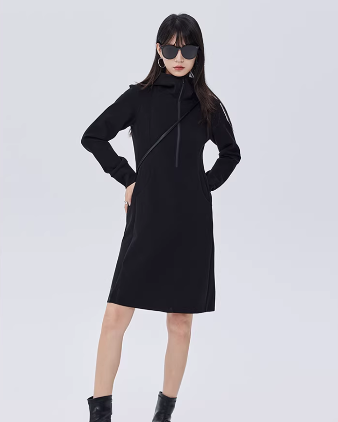 Zip-Up Long Sleeve Dress SHN0017