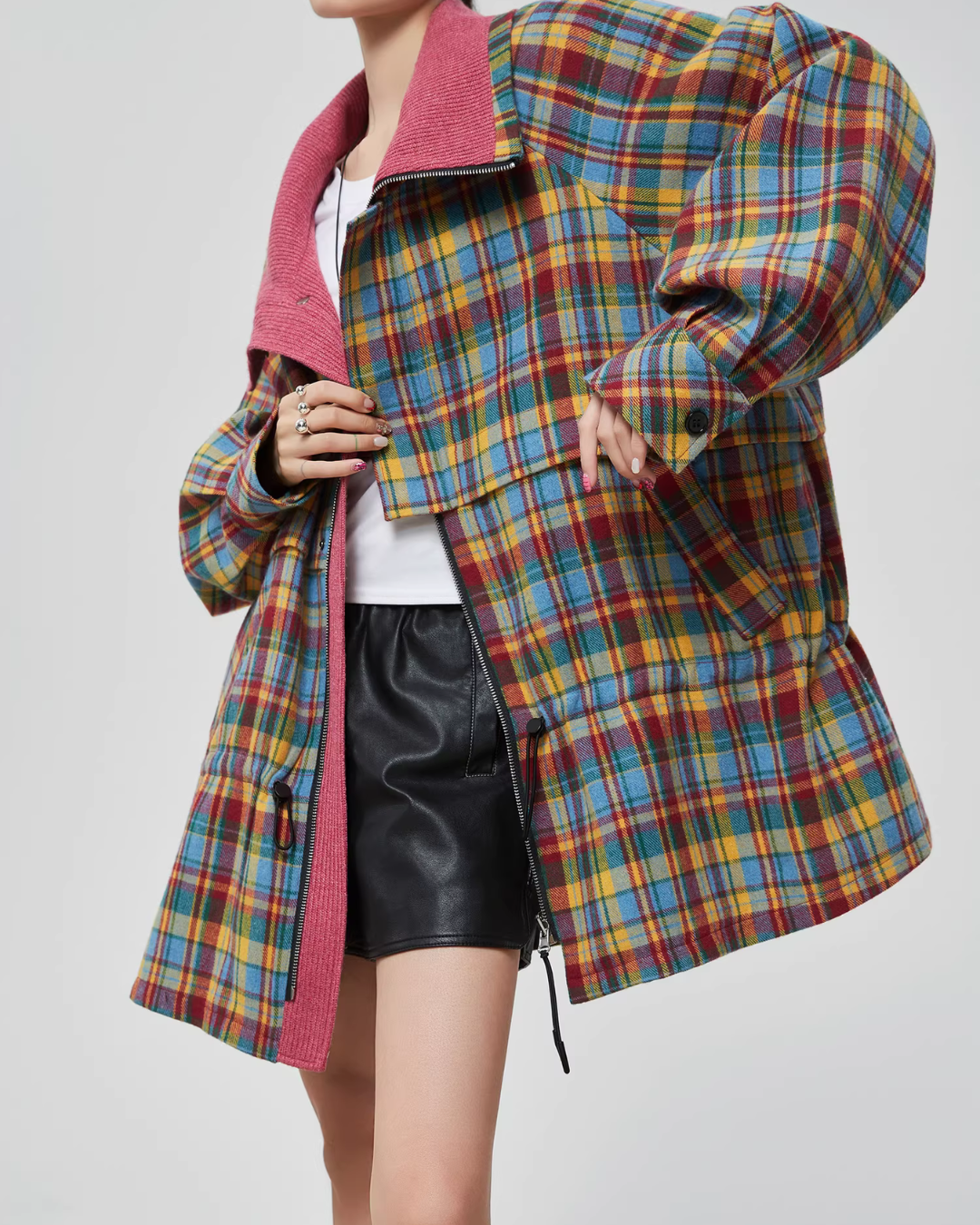 Retro Plaid Trench Coat FER0038