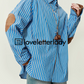 Blue Striped Patchwork Shirt LLA0415