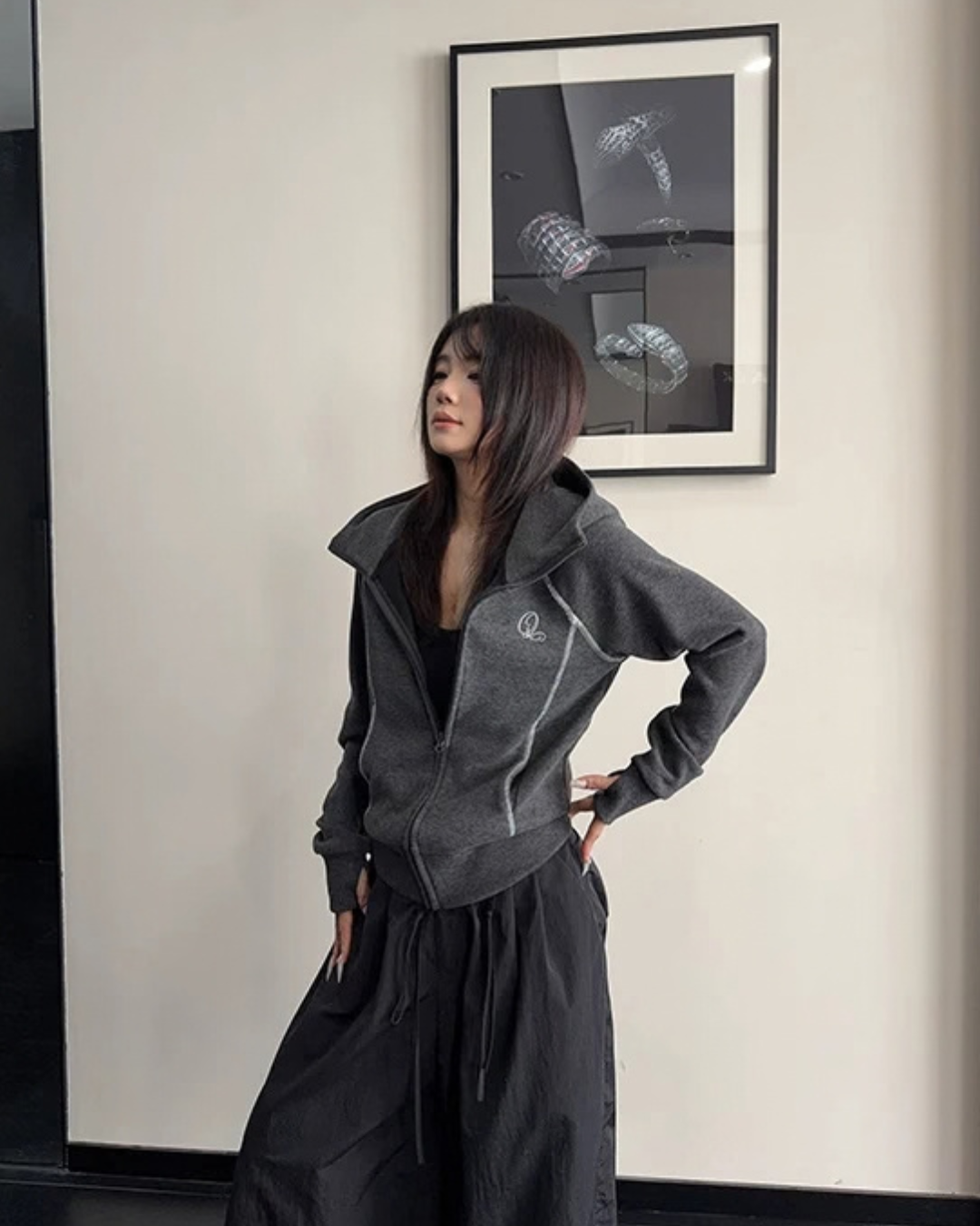 Color-Contrast Stitch Short Jacket YLS1045
