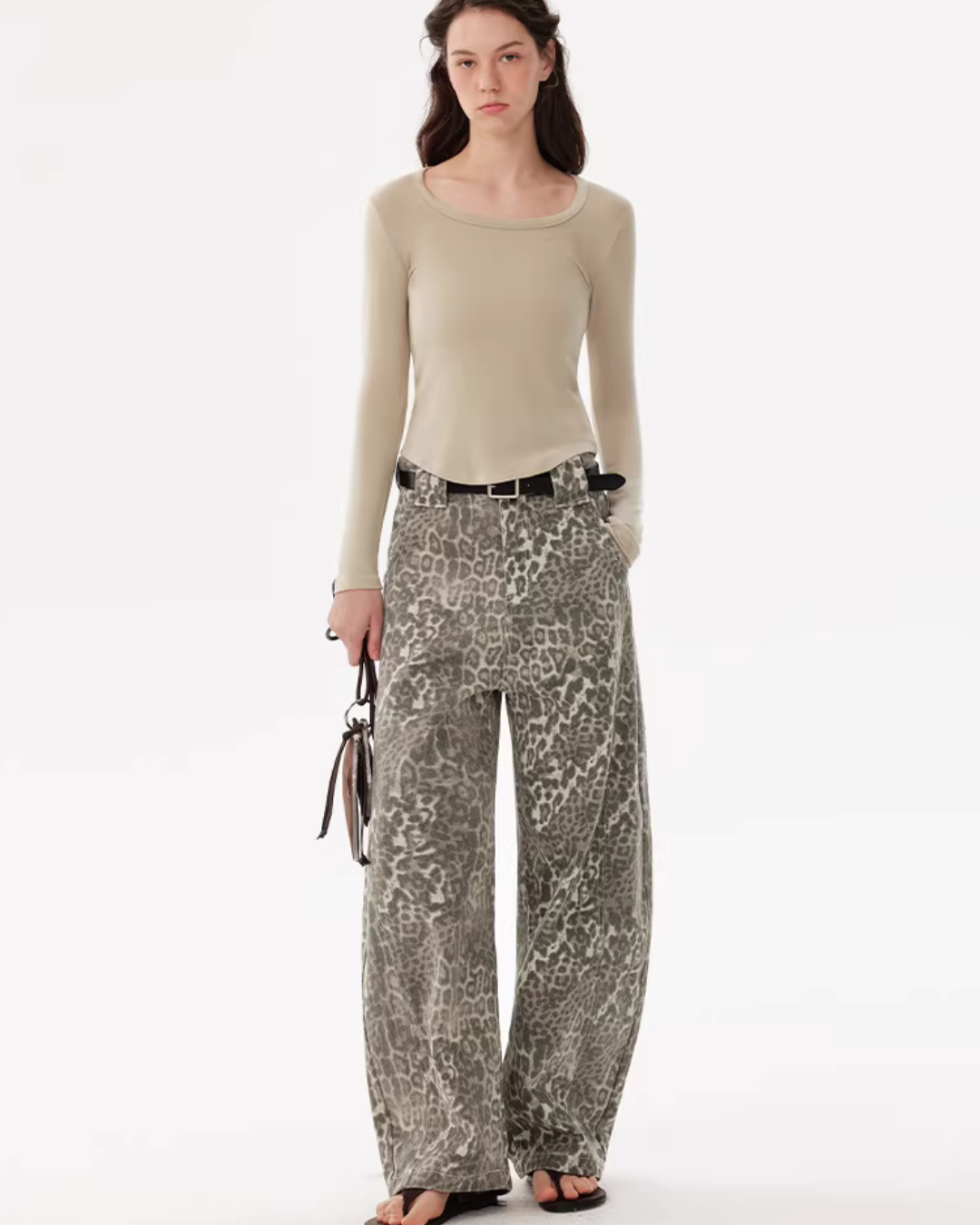 Leopard Washed Curved Pants DEP0002