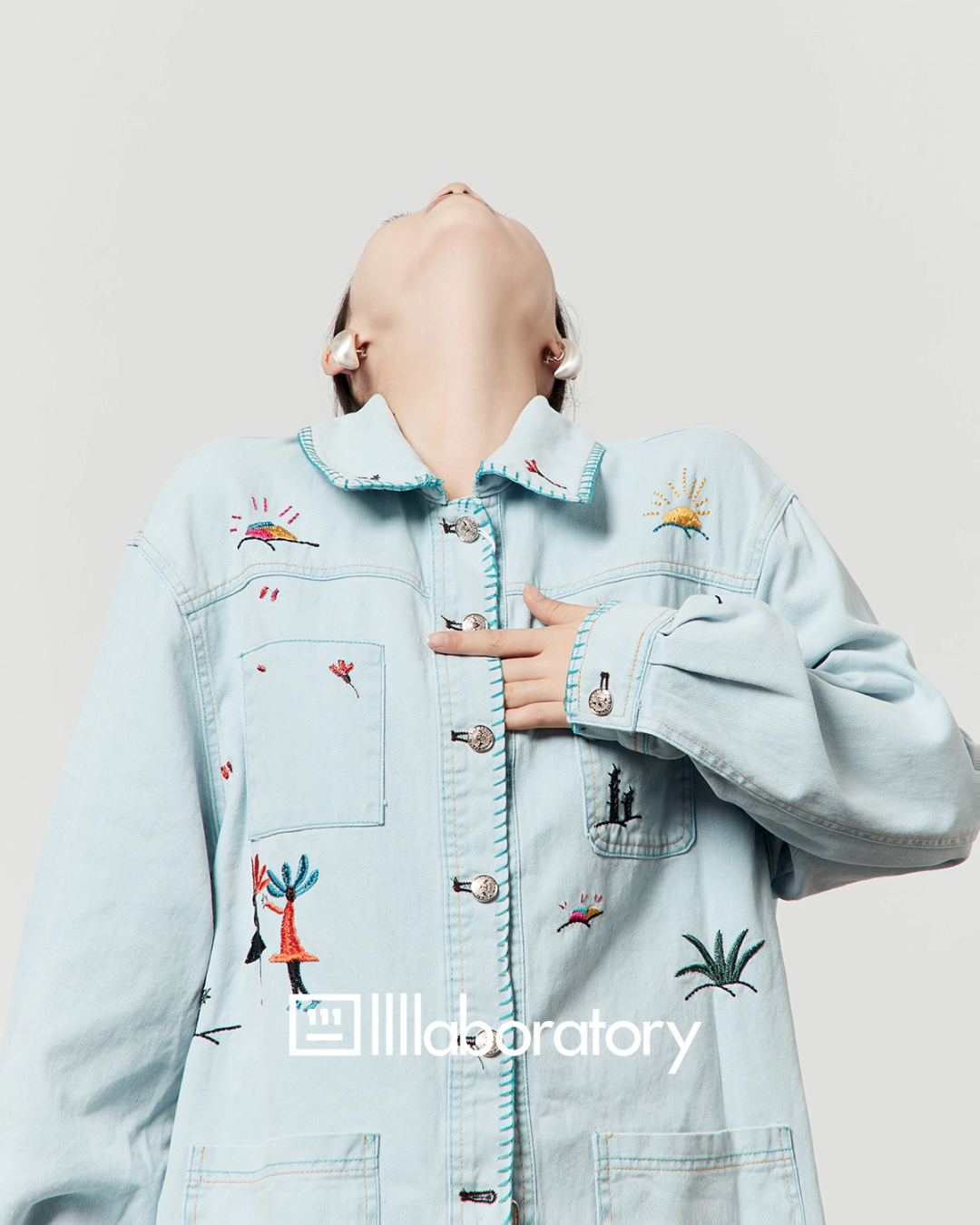 Embroidered Design Denim Shirt LLA0534