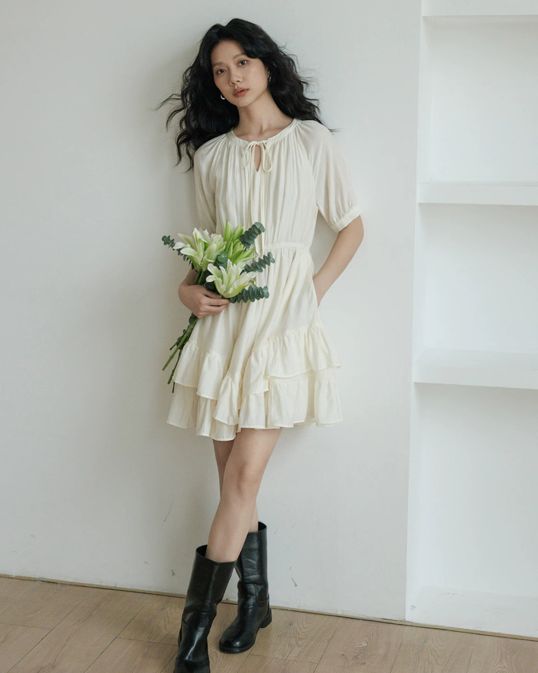 V-Neck Tiered Mini Dress VAS0201