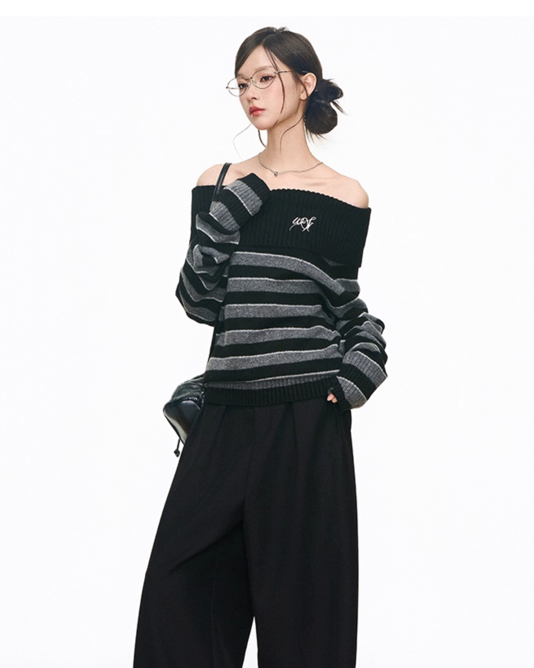Off Shoulder Sweater Top / Wide Long Pants WEO0061