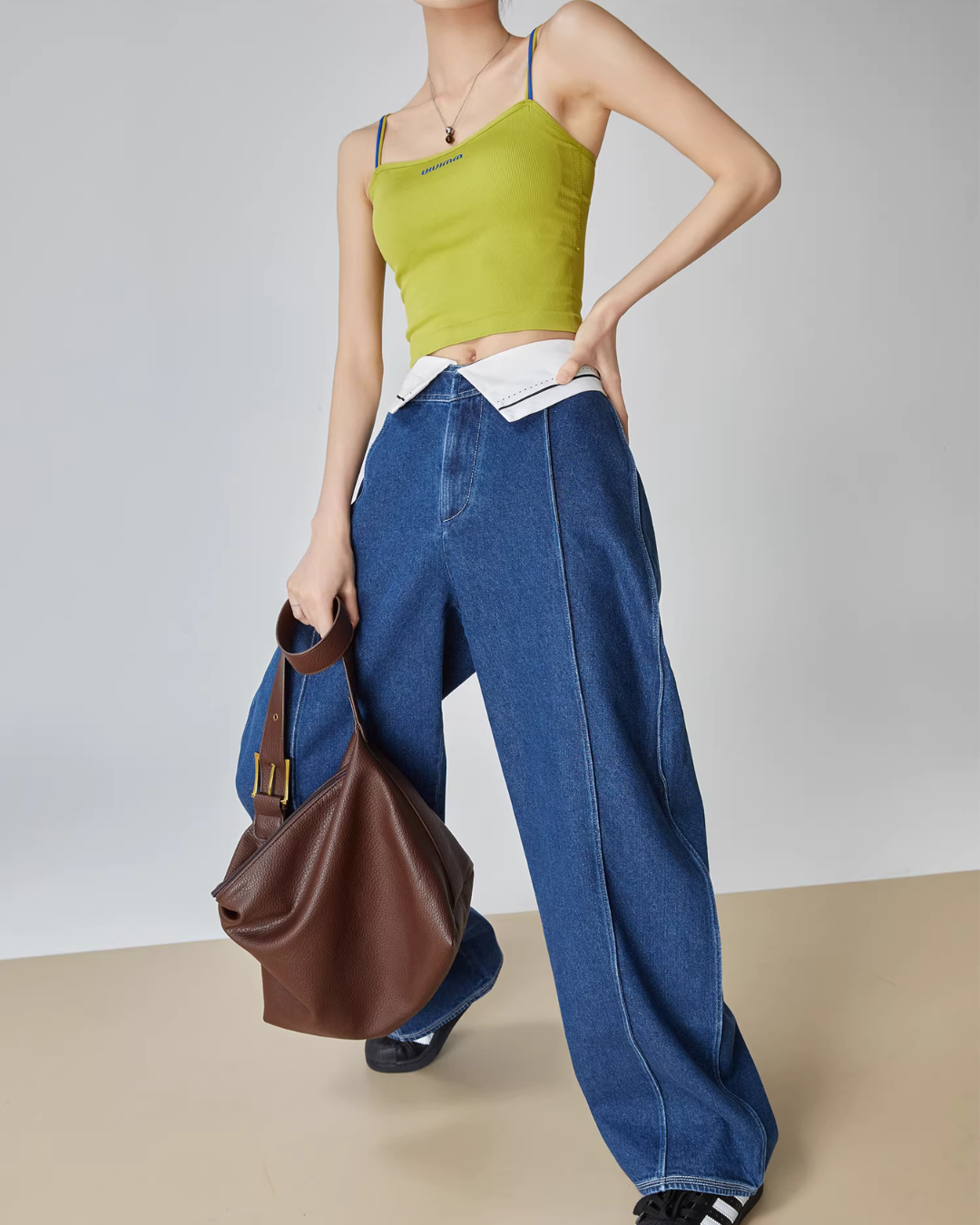 Cuffed Waist Wide Denim FER0097